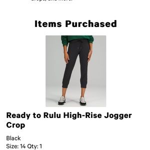 Like-new Ready to Rulu High-Rise Cropped Jogger in Black